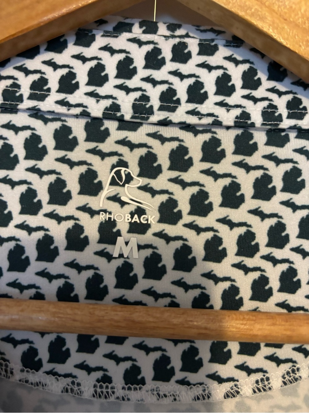 Rhoback Navy and White Patterned V-Neck Polo - Picture 3 of 3